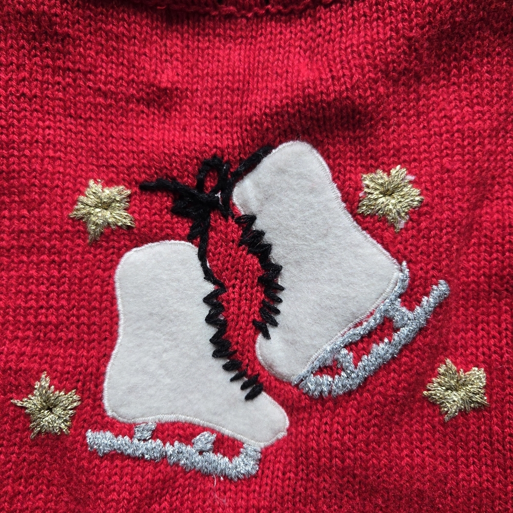 Skates Skating Applique Christmas Vintage Vest Designers Originals Size S